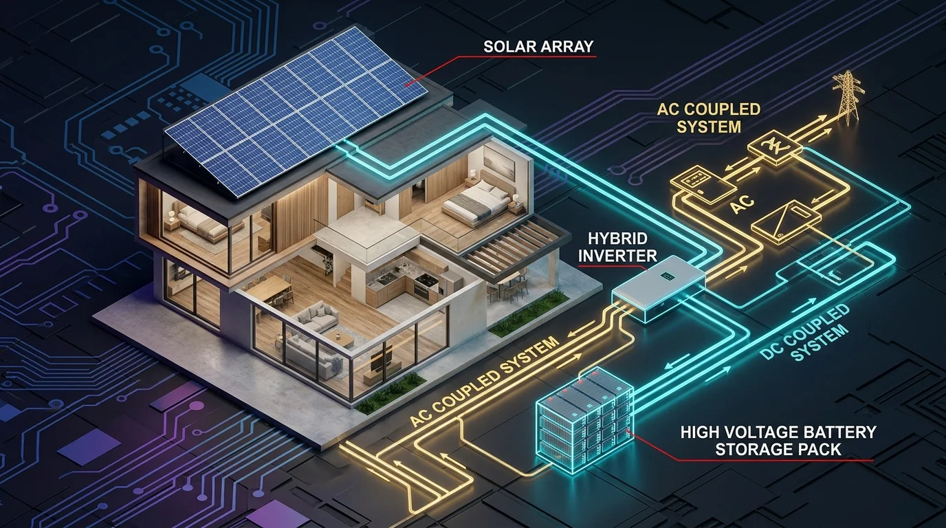 AC-Coupled vs. DC-Coupled Solar Battery Systems: Efficiency, Wiring, and Retrofit Guide