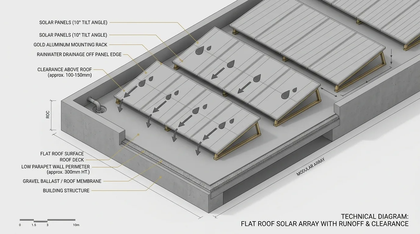 Optimized Panel Tilt and Rainwater Runoff