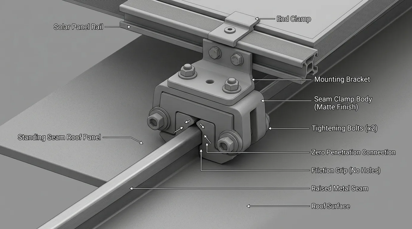 Zero-Penetration Standing Seam Clamps