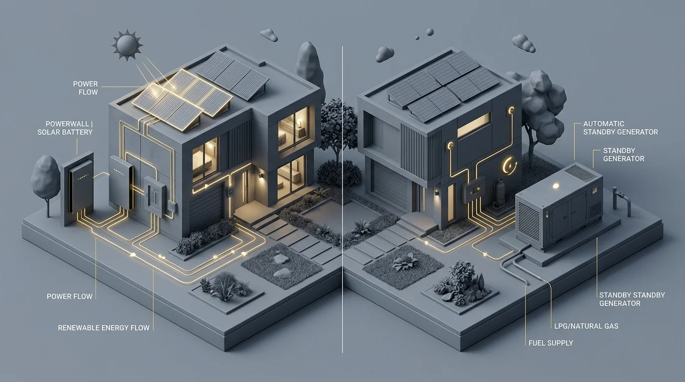 Solar Battery vs Standby Generator: Cost, Lifespan, and ROI Comparison