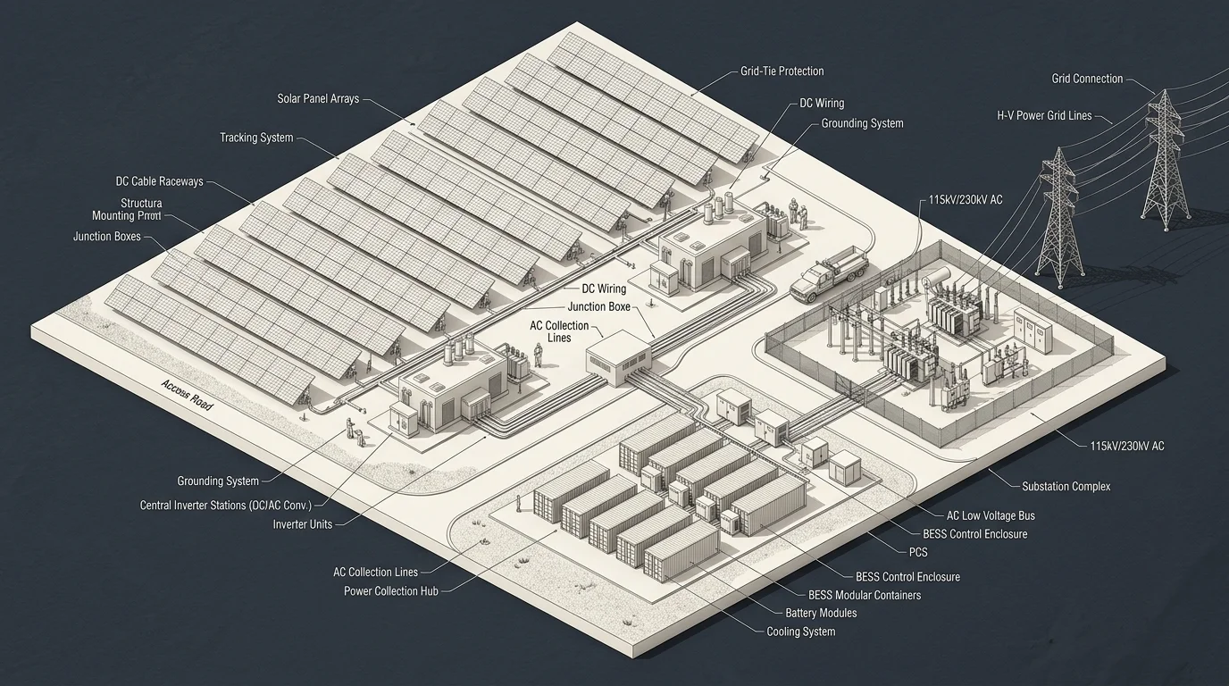 Power Collection and Utility Substation Grid Routing