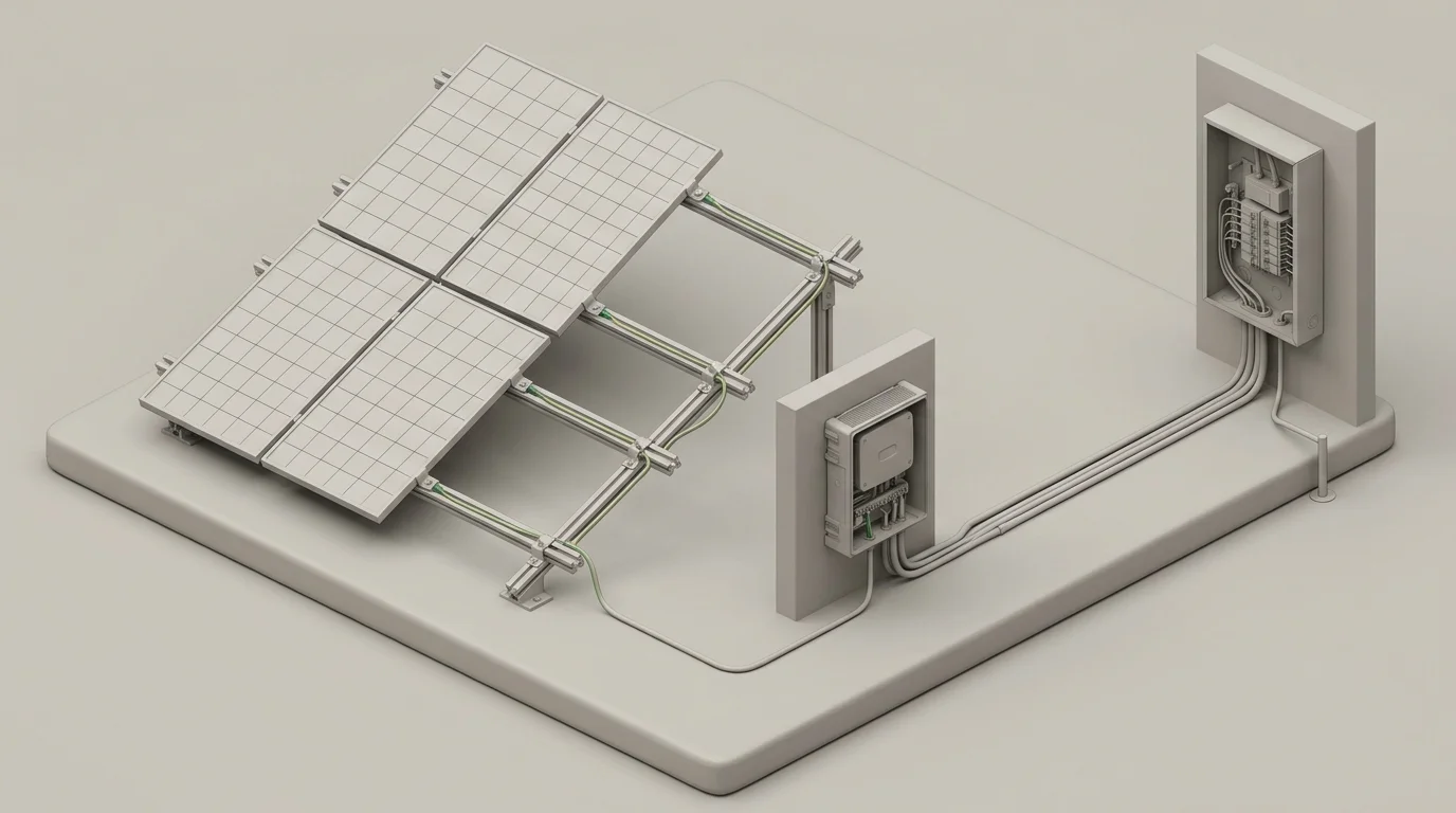 Solar array bonding and grounding electrical path diagram