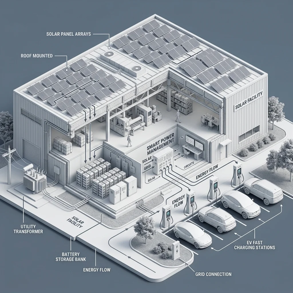 Commercial solar microgrid architecture diagram
