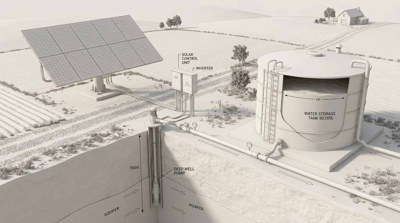 Solar-Powered Water Pumping Systems: Design, Sizing, and Off-Grid Efficiency