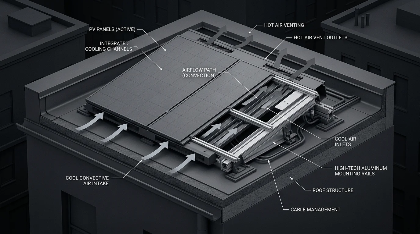 Convective Airflow Channels Beneath Rooftop Panels