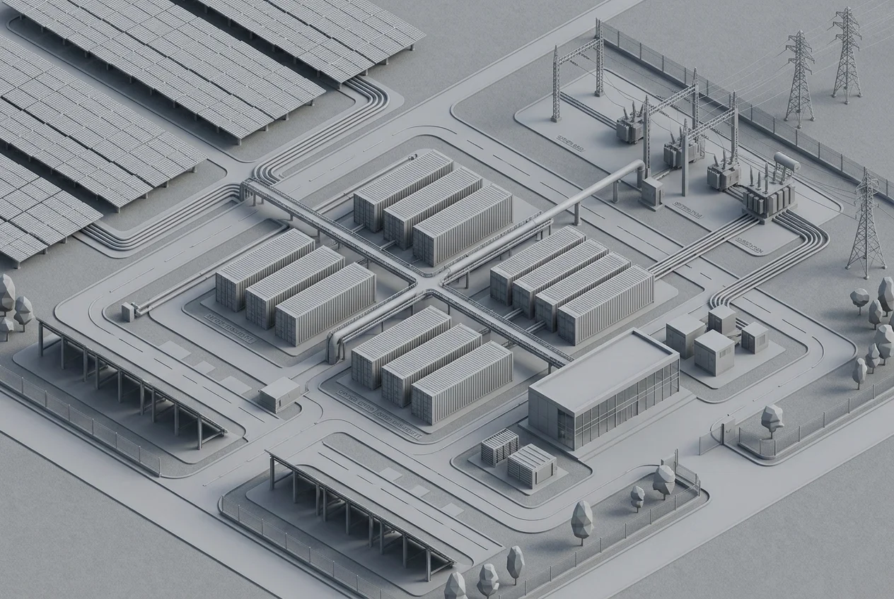 Modern solar arrays integrated with utility-scale battery energy storage systems