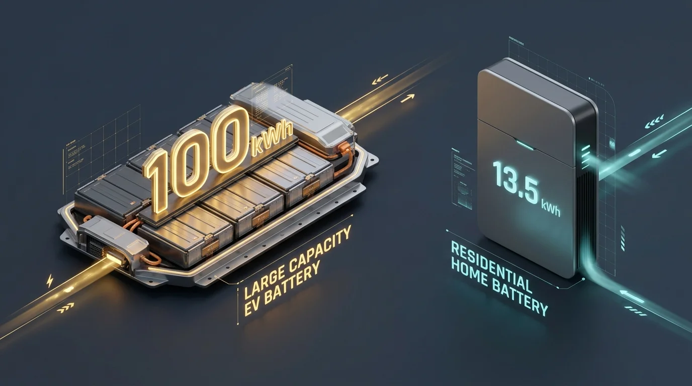EV battery capacity compared to residential home battery